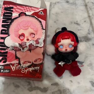 Skull panda Red and Black Winter Symphony Keychain Plush